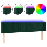 Cumpara ieftin Tablie de pat cu LED, verde inchis, 163x16x78/88 cm, catifea
