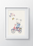 Cumpara ieftin Tablou decorativ Bicycle, Oyo Kids, 29x24 cm, lemn/MDF, multicolor