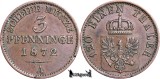 1872 A, 3 Pfenninge - Wilhelm I - Regatul Prusiei