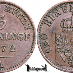 1872 A, 3 Pfenninge - Wilhelm I - Regatul Prusiei