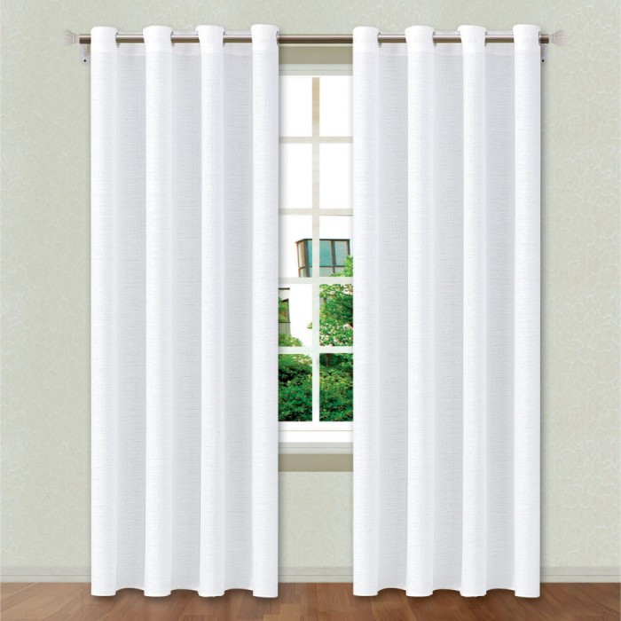 Perdea Decorativă, Model Neprecizat, Material Poliester, Culoare Alb, Dimensiuni 140x250 cm, Sistem Fixare Inele