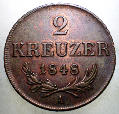 F.607 AUSTRIA 2 KREUZER 1848 A XF foto