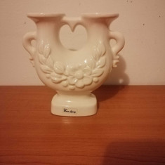 Suport lumanare 2 brate sfesnic ceramica Rosa Ljung Suedia inaltime 15 cm