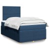 VidaXL Pat box spring cu saltea, albastru, 120x200 cm, textil 3294322