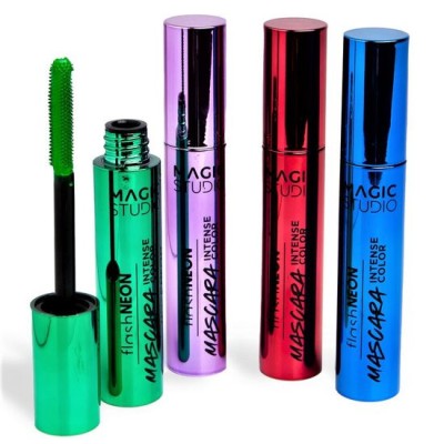 Set 4 bucati Mascara Neon Intense Color, Magic Studio 50519, 10 ml - albastru, mov, rosu, verde) foto