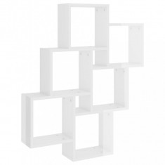 Raft de perete cub, alb lucios, 78x15x93 cm PAL