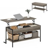 HOMCOM Masa de cafea cu blat rabatabil, masă de salon cu compartiment ascuns și raft deschis, 95x40x59cm, gri | Aosom Romania