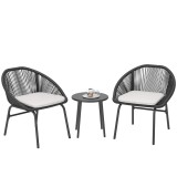 Outsunny Set Bistro pentru Terasa din 3 Piese, Set cu Perne Moi pentru Sezut, Set de Mobilier din Rachita, Negru | Aosom Romania