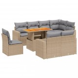 Cumpara ieftin Set canapele de gradina, 9 piese, cu perne, bej, poliratan
