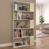 VidaXL Bibliotecă/Separator cameră alb&amp;stejar sonoma 80x24x159 cm PAL
