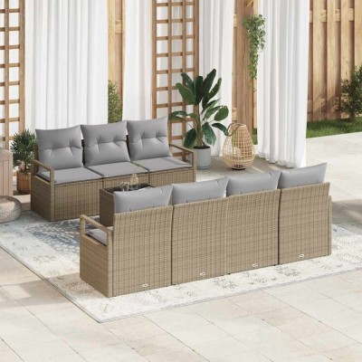 vidaXL Set de canapele pentru grădină 8 pcs Bej, Gri 55 x 55 x 37 cm 3354959 foto
