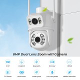 Reduceri sarbatori. Camera supraveghere duala 8MP+card 64 Gb,wireless,PTZ,V380