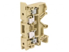 Conector &icirc;mbinare şine 4mm&sup2;, 2 borne, bej, lăţime 8mm, 6,3A
