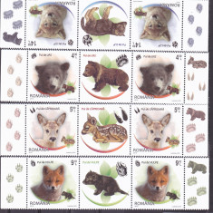 PUI DE ANIMALE,TRIPTIC CU VINIETA SI TABS DIFERITE,2012, MNH ** ROMANIA.