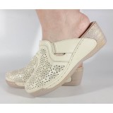 Saboti medicali piele perforati crem cu gel pe talpa si elastice pe lateral, 6037, 36, 39, Allcomfort