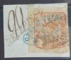 Romania 1859 - Cap de Bour 80 parale pe fragment plic,semnat Scheller, Stampilat