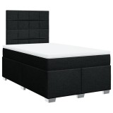 Cumpara ieftin Pat box spring cu saltea, negru, 120x200 cm, textil