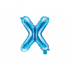 Balon folie metalizata litera X, albastru, 35cm foto