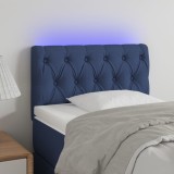 VidaXL Tăblie de pat cu LED, albastru, 80x7x78/88 cm, textil