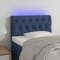Tăblie de pat cu LED, albastru, 80x7x78/88 cm, textil