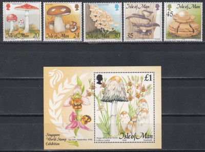 Isle of Man 1995 - Ciuperci, Serie + Colita, MNH foto