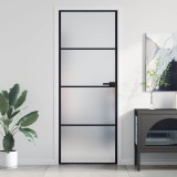 vidaXL Ușă de interior negru 76x201,5 cm sticlă securiz./aluminiu slim 155117