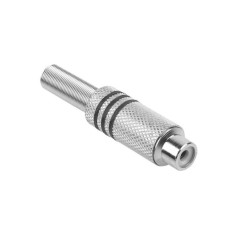 Mufa RCA mama metal nichel inel negru 1buc