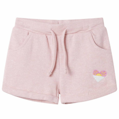 Pantaloni scurți pentru copii cu șnur, roz deschis combinat, 104 foto