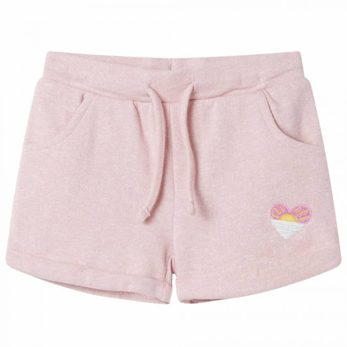 Pantaloni scurți pentru copii cu șnur, roz deschis combinat, 104
