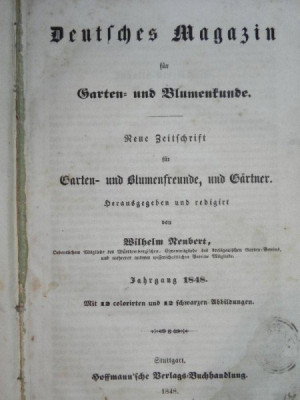 DEUTSCHES MAGAZIN FUR GARTEN UND BLUMENKUNDE- STUTTGARD 1848 foto
