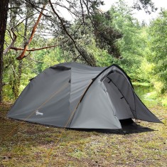 Outsunny Cort Camping 4 Persoane impermeabil cu Vestibul si Ferestre Gri foto