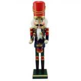 Decorațiune Crăciun Soldat Tobosar, Model Lemn, Uniformă Multicoloră, &Icirc;nălțime 38cm, Oem