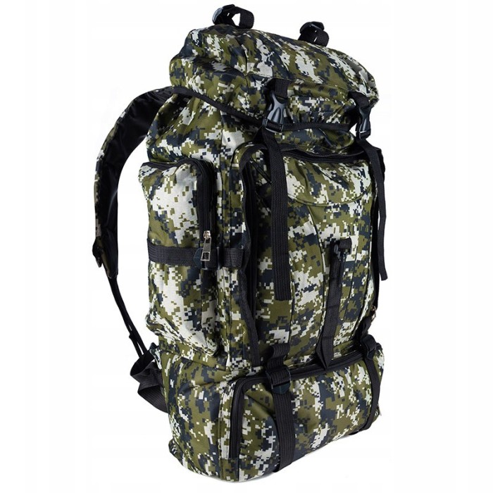 Rucsac militar pentru drumetie, 6 compartimente, 70litri, 65x18x35cm, verde Household NewTrend