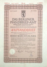 1000 Reichsmark titlu de stat Germania 1941 foto