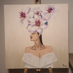 Tablou pictat Jasmine Pearl 60 x 60cm