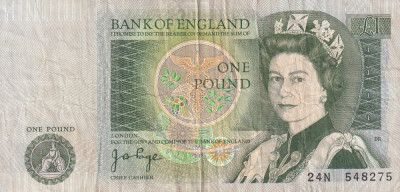 Marea Britanie 1 Pound ND (1978/84) signature: J. B. Page, 548275, P-377a foto