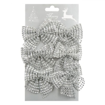 Fundite Craciun, Model Strass, Culoare Argintiu, Dimensiuni 8x7cm, Set 6 Bucăți foto