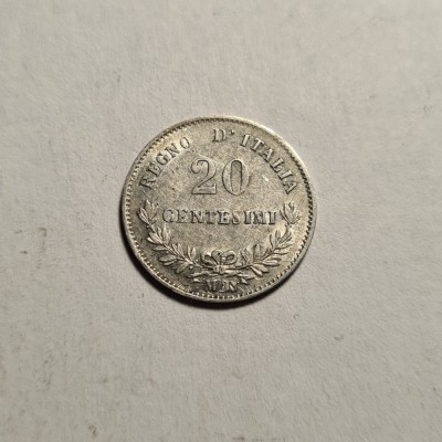Italia 20 Centesimi 1863 Aunc Superba Piesa de Colectie foto