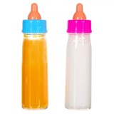 Set Biberoane Jucărie, 2 Buc, Material Plastic, Capacități Diferite, Culori Portocaliu și Alb, Oem