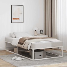 Cadru de pat fără saltea alb 100x200 cm metal