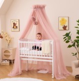 Baldaquin pentru pat copii Alavya Home cu pompoane din bumbac - roz