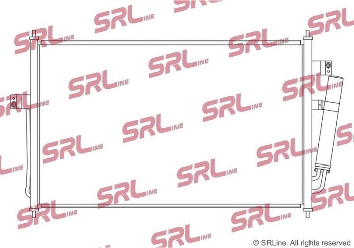 Condensator climatizare AC Isuzu D-Max, motor: 2.5 Crdi, Condensator cu filtru uscator, 700 x415 x16, SRLine, miez si rezervor din aluminiu brazat,