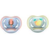 Set 2 suzete Philips-AVENT SCF085/12 Ultra Air, ortodontice, 0-6 luni, Papagal / Ananas