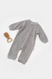 Salopeta Elefant BabyCosy Maneca lunga 80% Bumbac Organic Gri 12-18 Luni