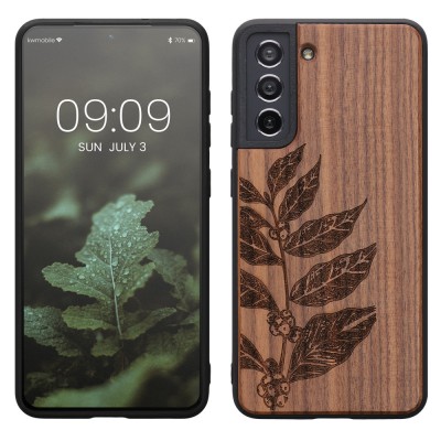 Husa kwmobile pentru Samsung Galaxy S21 FE, Lemn, Maro, 56172.05 foto