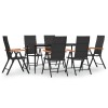 Set mobilier de gradina, 7 piese, negru si maro, poliratan