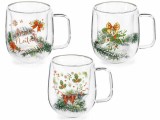 Set 3 cani Craciun sticla multicolora &Oslash; 8,5 cm x 9,5 H, 200 ml