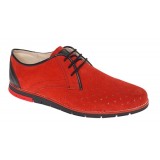 Cumpara ieftin Oferta marimea 41 Pantofi barbati casual din piele naturala intoarsa cu perforatii Rosu 1010RVEL