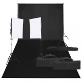 Kit studio foto cu set de lumina si fundal GartenMobel Dekor, vidaXL