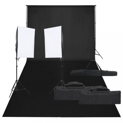 vidaXL Kit studio foto cu set de lumină și fundal foto